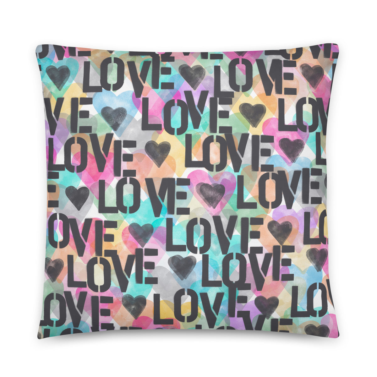 Grey Stencil Love Basic Pillow