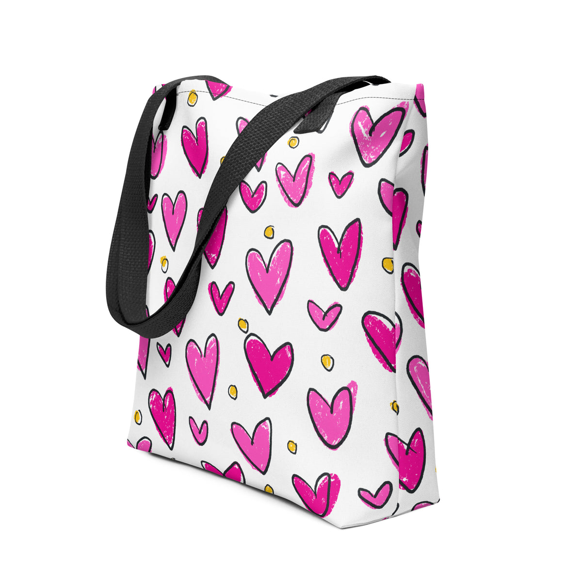 PINK SKETCHY HEARTS Tote bag, BOHO Bag, Shopping Bag, Beach Bag