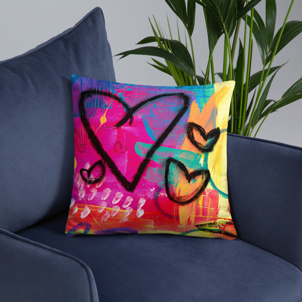 Neon Heart Basic Pillow