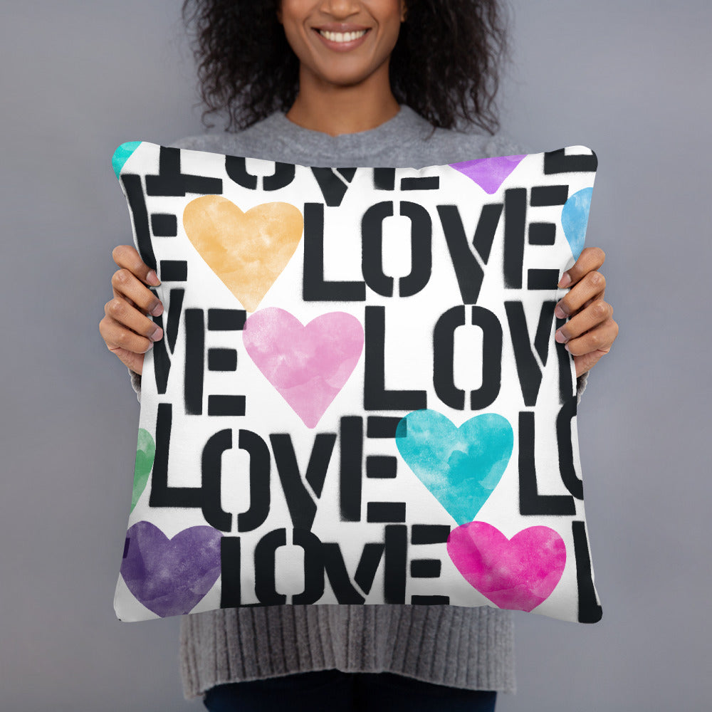 STENCIL LOVE Basic Pillow, Throw Pillow, Accent Pillow, Washable, Includes insert.