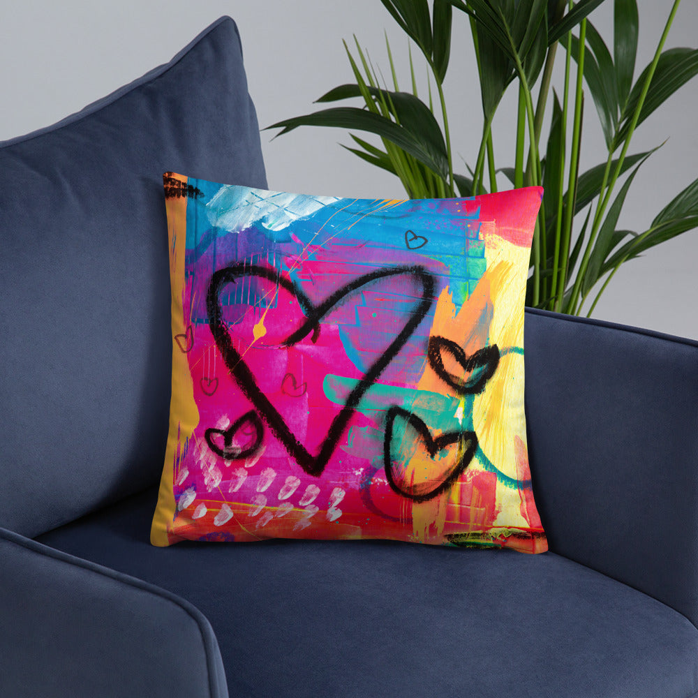 Neon Heart Basic Pillow