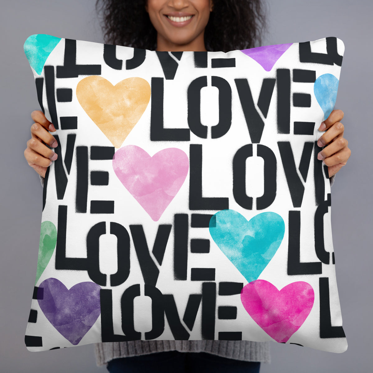 STENCIL LOVE Basic Pillow, Throw Pillow, Accent Pillow, Washable, Includes insert.
