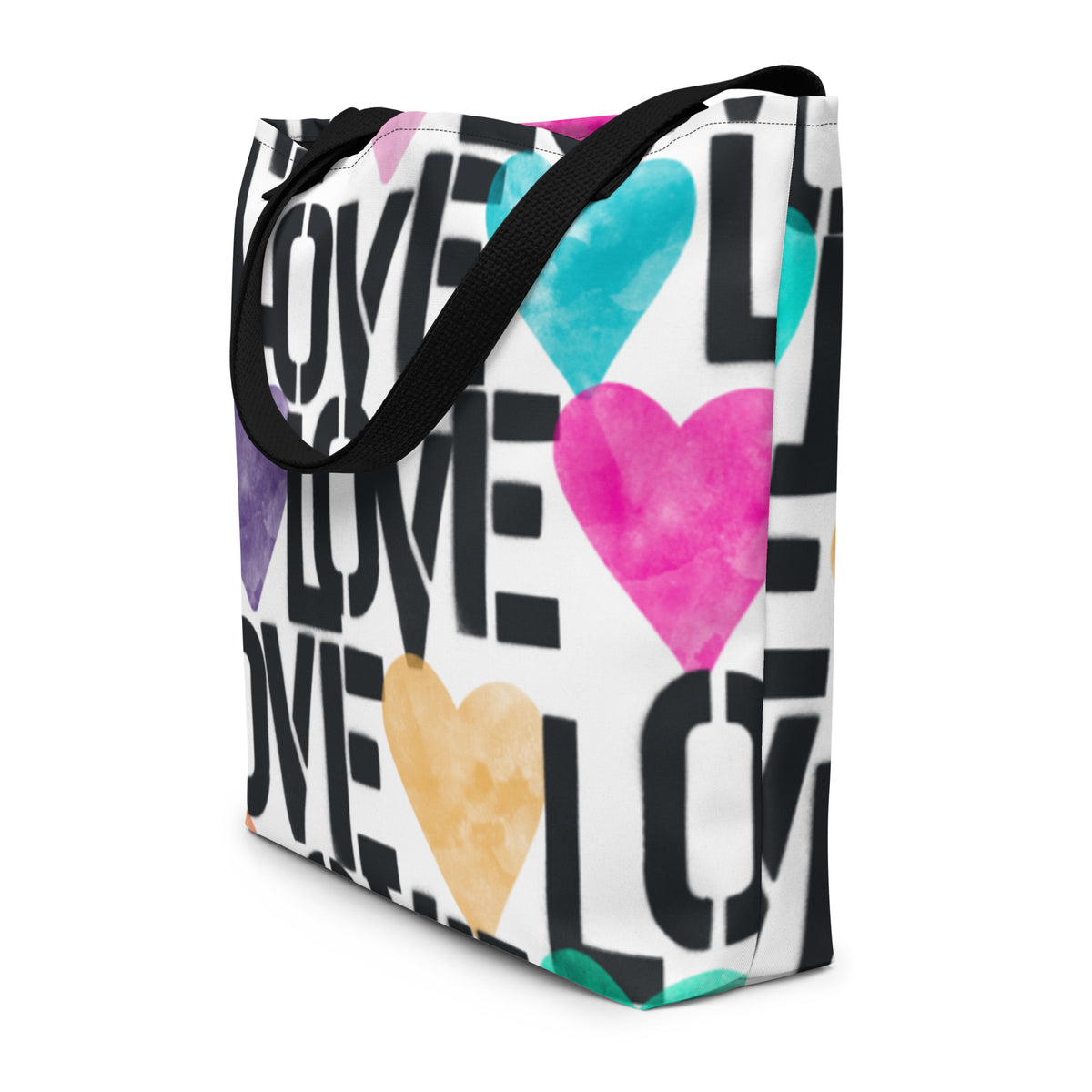 STENCIL LOVE All-Over Print Large Tote Bag, Book Bag, Gym Bag, Beach Bag, Tote Bag