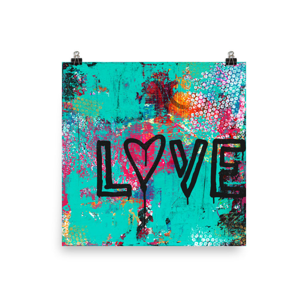 Turquoise LOVE Print on Premium Photo Paper