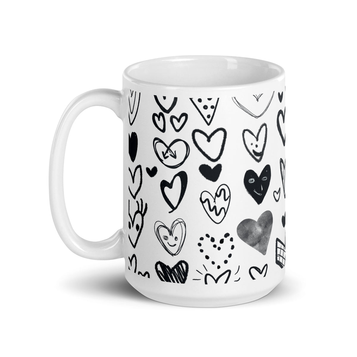 Pencil Heart White glossy mug